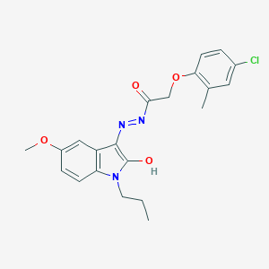 (E)-2-(4-chloro-2-methylphenoxy)-N'-(5-methoxy-2-oxo-1-propylindolin-3-ylidene)acetohydrazide