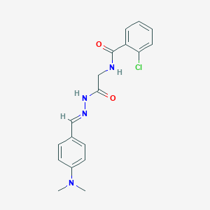 molecular formula C18H19ClN4O2 B352453 (E)-2-chloro-N-(2-(2-(4-(dimethylamino)benzylidene)hydrazinyl)-2-oxoethyl)benzamide CAS No. 196813-66-8