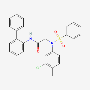 molecular formula C27H23ClN2O3S B3524540 2-[N-(benzenesulfonyl)-3-chloro-4-methylanilino]-N-(2-phenylphenyl)acetamide 