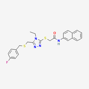 2-[[4-ethyl-5-[(4-fluorophenyl)methylsulfanylmethyl]-1,2,4-triazol-3-yl]sulfanyl]-N-naphthalen-2-ylacetamide