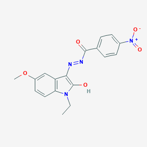 molecular formula C18H16N4O5 B352455 N-(1-Ethyl-2-hydroxy-5-methoxyindol-3-yl)imino-4-nitrobenzamide CAS No. 609787-94-2