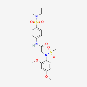 molecular formula C21H29N3O7S2 B3524551 N~1~-{4-[(diethylamino)sulfonyl]phenyl}-N~2~-(2,4-dimethoxyphenyl)-N~2~-(methylsulfonyl)glycinamide 