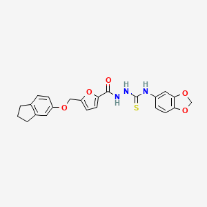 molecular formula C23H21N3O5S B3524577 N-1,3-benzodioxol-5-yl-2-{5-[(2,3-dihydro-1H-inden-5-yloxy)methyl]-2-furoyl}hydrazinecarbothioamide 