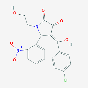 molecular formula C19H15ClN2O6 B352458 4-(4-chlorobenzoyl)-3-hydroxy-1-(2-hydroxyethyl)-5-{2-nitrophenyl}-1,5-dihydro-2H-pyrrol-2-one CAS No. 497249-10-2