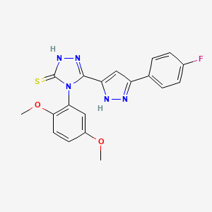 4-(2,5-dimethoxyphenyl)-5-[3-(4-fluorophenyl)-1H-pyrazol-5-yl]-4H-1,2,4-triazole-3-thiol