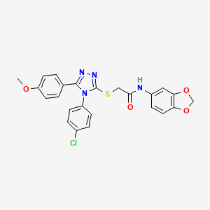 molecular formula C24H19ClN4O4S B3524670 N-(1,3-benzodioxol-5-yl)-2-{[4-(4-chlorophenyl)-5-(4-methoxyphenyl)-4H-1,2,4-triazol-3-yl]sulfanyl}acetamide 