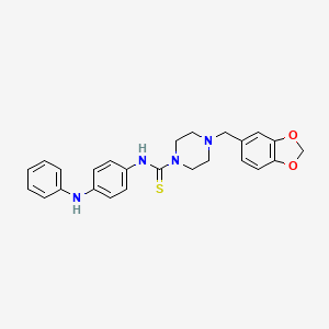 molecular formula C25H26N4O2S B3524675 4-(1,3-benzodioxol-5-ylmethyl)-N-[4-(phenylamino)phenyl]piperazine-1-carbothioamide 