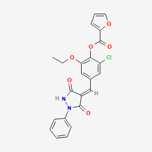 [2-chloro-4-[(E)-(3,5-dioxo-1-phenylpyrazolidin-4-ylidene)methyl]-6-ethoxyphenyl] furan-2-carboxylate