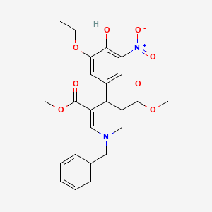 molecular formula C24H24N2O8 B3524724 dimethyl 1-benzyl-4-(3-ethoxy-4-hydroxy-5-nitrophenyl)-1,4-dihydro-3,5-pyridinedicarboxylate 