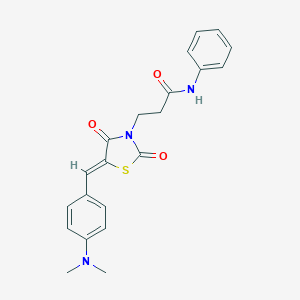 molecular formula C21H21N3O3S B352474 3-{(5Z)-5-[4-(dimethylamino)benzylidene]-2,4-dioxo-1,3-thiazolidin-3-yl}-N-phenylpropanamide CAS No. 620100-02-9