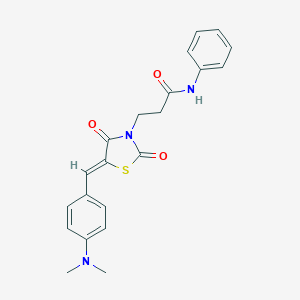 molecular formula C21H21N3O3S B352474 3-{(5Z)-5-[4-(ジメチルアミノ)ベンジリデン]-2,4-ジオキソ-1,3-チアゾリジン-3-イル}-N-フェニルプロパンアミド CAS No. 620100-02-9