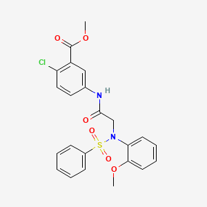 molecular formula C23H21ClN2O6S B3524753 methyl 2-chloro-5-{[N-(2-methoxyphenyl)-N-(phenylsulfonyl)glycyl]amino}benzoate 