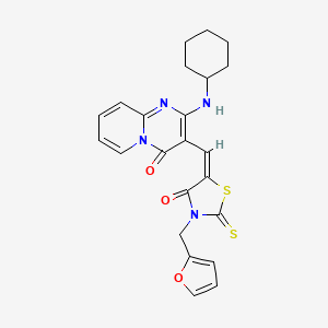 molecular formula C23H22N4O3S2 B3524784 2-(cyclohexylamino)-3-{[3-(2-furylmethyl)-4-oxo-2-thioxo-1,3-thiazolidin-5-ylidene]methyl}-4H-pyrido[1,2-a]pyrimidin-4-one 