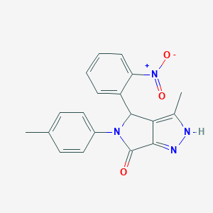 molecular formula C19H16N4O3 B352481 3-methyl-5-(4-methylphenyl)-4-(2-nitrophenyl)-4,5-dihydropyrrolo[3,4-c]pyrazol-6(1H)-one CAS No. 585559-78-0