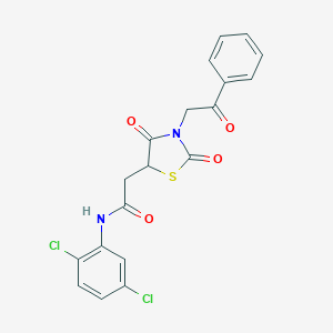 molecular formula C19H14Cl2N2O4S B352482 N-(2,5-dichlorophenyl)-2-[2,4-dioxo-3-(2-oxo-2-phenylethyl)-1,3-thiazolidin-5-yl]acetamide CAS No. 871480-76-1