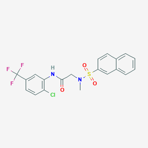 molecular formula C20H16ClF3N2O3S B3524874 N~1~-[2-chloro-5-(trifluoromethyl)phenyl]-N~2~-methyl-N~2~-(2-naphthylsulfonyl)glycinamide 