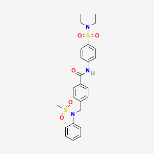 molecular formula C25H29N3O5S2 B3524895 N-{4-[(diethylamino)sulfonyl]phenyl}-4-{[(methylsulfonyl)(phenyl)amino]methyl}benzamide 