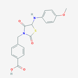 molecular formula C18H16N2O5S B352491 4-((5-((4-Methoxyphenyl)amino)-2,4-dioxothiazolidin-3-yl)methyl)benzoic acid CAS No. 1009716-77-1