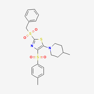 2-Benzylsulfonyl-4-(4-methylphenyl)sulfonyl-5-(4-methylpiperidin-1-yl)-1,3-thiazole