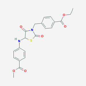 molecular formula C21H20N2O6S B352498 Methyl 4-({3-[4-(ethoxycarbonyl)benzyl]-2,4-dioxo-1,3-thiazolidin-5-yl}amino)benzoate CAS No. 1025738-99-1