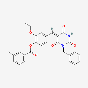 [4-[(Z)-(1-benzyl-2,4,6-trioxo-1,3-diazinan-5-ylidene)methyl]-2-ethoxyphenyl] 3-methylbenzoate