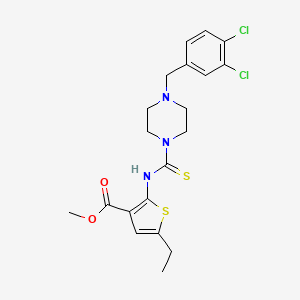 molecular formula C20H23Cl2N3O2S2 B3525084 methyl 2-({[4-(3,4-dichlorobenzyl)-1-piperazinyl]carbonothioyl}amino)-5-ethyl-3-thiophenecarboxylate 