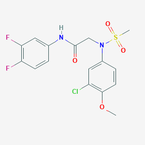 molecular formula C16H15ClF2N2O4S B3525096 N~2~-(3-chloro-4-methoxyphenyl)-N~1~-(3,4-difluorophenyl)-N~2~-(methylsulfonyl)glycinamide 