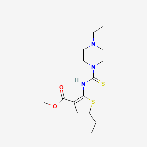 molecular formula C16H25N3O2S2 B3525101 methyl 5-ethyl-2-{[(4-propyl-1-piperazinyl)carbonothioyl]amino}-3-thiophenecarboxylate 