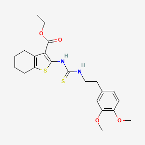 molecular formula C22H28N2O4S2 B3525141 ethyl 2-[({[2-(3,4-dimethoxyphenyl)ethyl]amino}carbonothioyl)amino]-4,5,6,7-tetrahydro-1-benzothiophene-3-carboxylate 