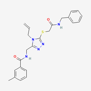 molecular formula C23H25N5O2S B3525171 N-{[5-{[2-(benzylamino)-2-oxoethyl]sulfanyl}-4-(prop-2-en-1-yl)-4H-1,2,4-triazol-3-yl]methyl}-3-methylbenzamide 