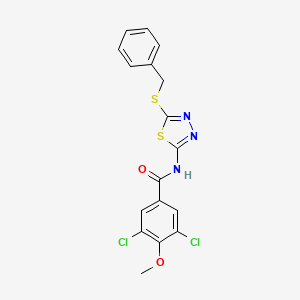 molecular formula C17H13Cl2N3O2S2 B3525172 N-[5-(benzylthio)-1,3,4-thiadiazol-2-yl]-3,5-dichloro-4-methoxybenzamide 