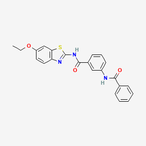 molecular formula C23H19N3O3S B3525225 3-benzamido-N-(6-ethoxy-1,3-benzothiazol-2-yl)benzamide 