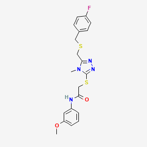 2-[[5-[(4-fluorophenyl)methylsulfanylmethyl]-4-methyl-1,2,4-triazol-3-yl]sulfanyl]-N-(3-methoxyphenyl)acetamide