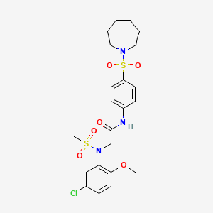 molecular formula C22H28ClN3O6S2 B3525271 N~1~-[4-(1-azepanylsulfonyl)phenyl]-N~2~-(5-chloro-2-methoxyphenyl)-N~2~-(methylsulfonyl)glycinamide 