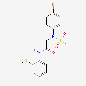 molecular formula C16H17BrN2O3S2 B3525297 N~2~-(4-bromophenyl)-N~2~-(methylsulfonyl)-N~1~-[2-(methylthio)phenyl]glycinamide 