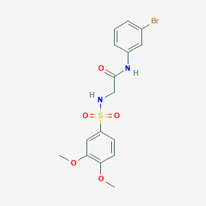 molecular formula C16H17BrN2O5S B3525304 N-(3-bromophenyl)-2-[(3,4-dimethoxyphenyl)sulfonylamino]acetamide 