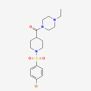 molecular formula C18H26BrN3O3S B3525312 [1-(4-Bromophenyl)sulfonylpiperidin-4-yl]-(4-ethylpiperazin-1-yl)methanone 