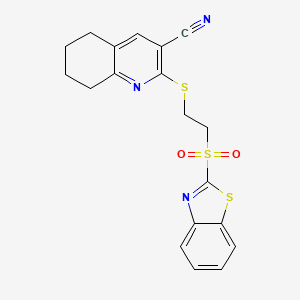 2-{[2-(1,3-BENZOTHIAZOLE-2-SULFONYL)ETHYL]SULFANYL}-5,6,7,8-TETRAHYDROQUINOLINE-3-CARBONITRILE