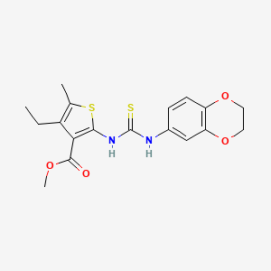 methyl 2-{[(2,3-dihydro-1,4-benzodioxin-6-ylamino)carbonothioyl]amino}-4-ethyl-5-methyl-3-thiophenecarboxylate