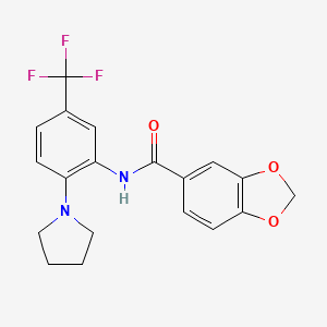 molecular formula C19H17F3N2O3 B3525391 N-[2-(1-pyrrolidinyl)-5-(trifluoromethyl)phenyl]-1,3-benzodioxole-5-carboxamide 