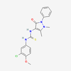 molecular formula C19H19ClN4O2S B3525467 1-(3-Chloro-4-methoxyphenyl)-3-(1,5-dimethyl-3-oxo-2-phenyl-2,3-dihydro-1H-pyrazol-4-YL)thiourea 