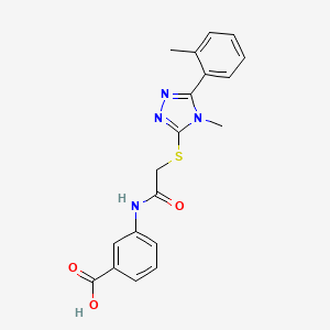 molecular formula C19H18N4O3S B3525516 3-[({[4-methyl-5-(2-methylphenyl)-4H-1,2,4-triazol-3-yl]sulfanyl}acetyl)amino]benzoic acid 