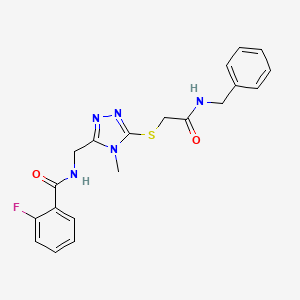 molecular formula C20H20FN5O2S B3525518 N-[(5-{[2-(benzylamino)-2-oxoethyl]sulfanyl}-4-methyl-4H-1,2,4-triazol-3-yl)methyl]-2-fluorobenzamide 