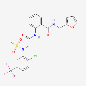 molecular formula C22H19ClF3N3O5S B3525592 2-{[N-[2-chloro-5-(trifluoromethyl)phenyl]-N-(methylsulfonyl)glycyl]amino}-N-(2-furylmethyl)benzamide 