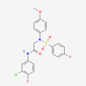 molecular formula C21H17ClF2N2O4S B3525601 N-(3-chloro-4-fluorophenyl)-2-[N-(4-methoxyphenyl)-4-fluorobenzenesulfonamido]acetamide 