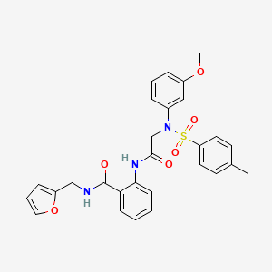 molecular formula C28H27N3O6S B3525640 N-(2-furylmethyl)-2-({N-(3-methoxyphenyl)-N-[(4-methylphenyl)sulfonyl]glycyl}amino)benzamide 