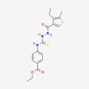 molecular formula C18H21N3O3S2 B3525661 ethyl 4-[({2-[(4-ethyl-5-methyl-3-thienyl)carbonyl]hydrazino}carbonothioyl)amino]benzoate 