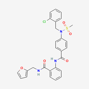 molecular formula C27H24ClN3O5S B3525666 2-({4-[(2-chlorobenzyl)(methylsulfonyl)amino]benzoyl}amino)-N-(2-furylmethyl)benzamide 