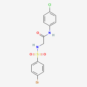 molecular formula C14H12BrClN2O3S B3525694 2-[(4-bromophenyl)sulfonylamino]-N-(4-chlorophenyl)acetamide 