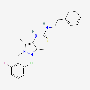 molecular formula C21H22ClFN4S B3525700 N-[1-(2-CHLORO-6-FLUOROBENZYL)-3,5-DIMETHYL-1H-PYRAZOL-4-YL]-N'-PHENETHYLTHIOUREA 